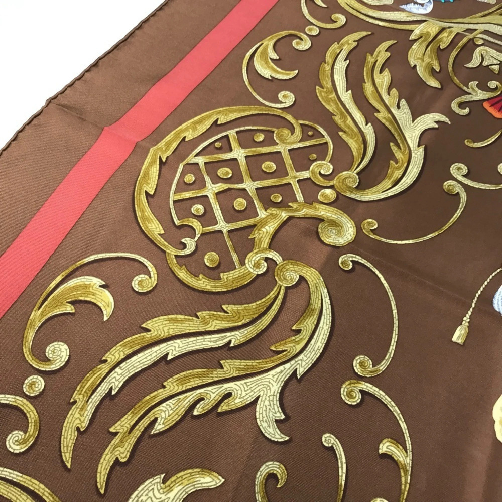 HERMES Brown Silk Scarf - Picture 10 of 11